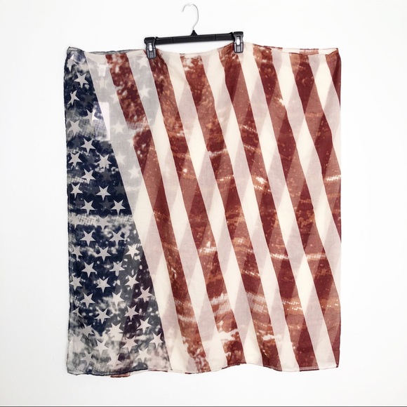 Modena American Flag Rustic Tie Dye Wrap Light Weight Scarf - Picture 4 of 10